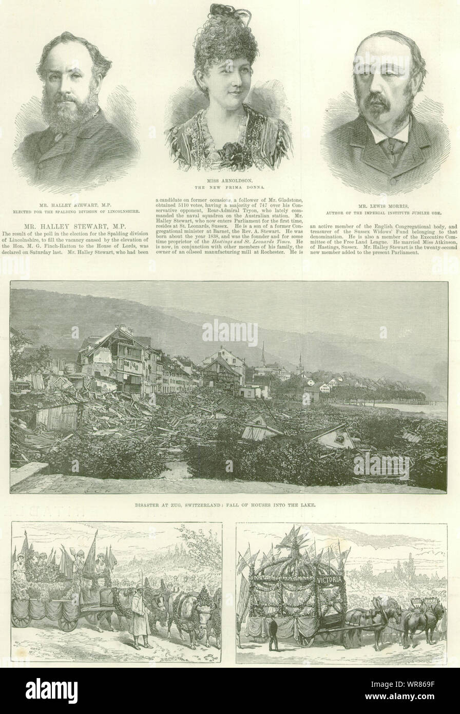 Halley Stewart Spalding MP. Arnoldson. Lewis Morris. Zug. Malvern Jubilee 1887 Stock Photo