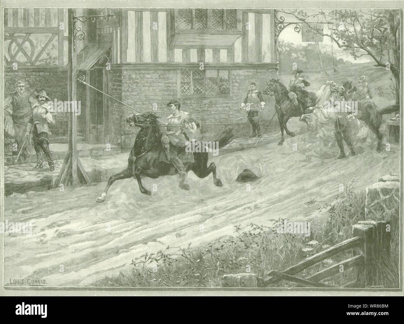 Tilting at the ring: 'A moment of interest' Crecy Prize drawing. Horses 1888 Stock Photo