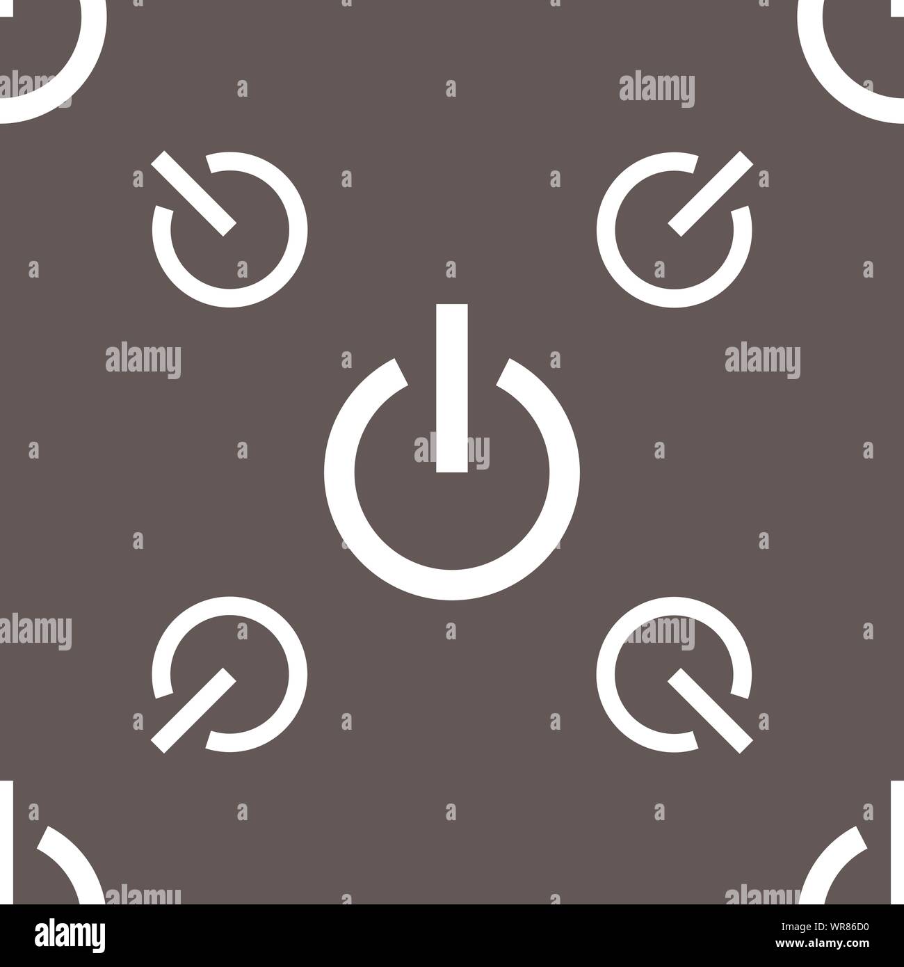 Power icon sign. Seamless pattern on a gray background. Vector Stock Vector
