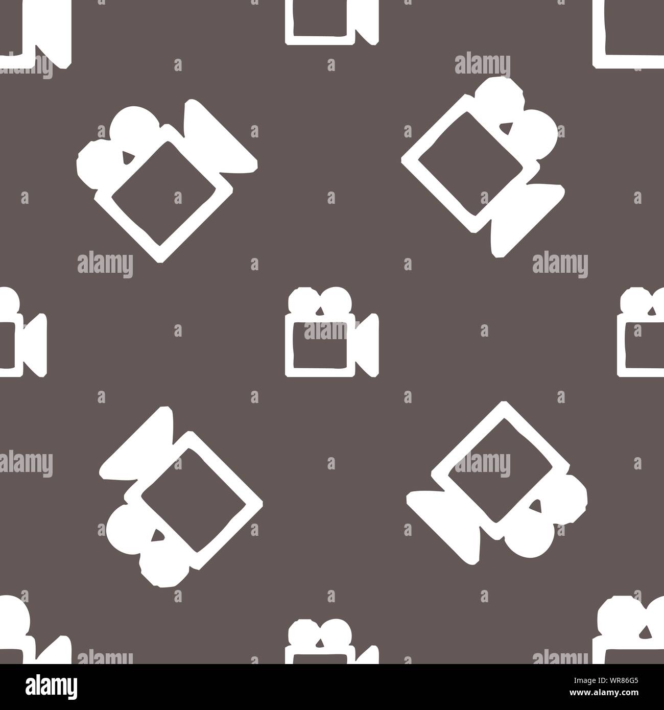camcorder icon sign. Seamless pattern on a gray background. Vector Stock Vector