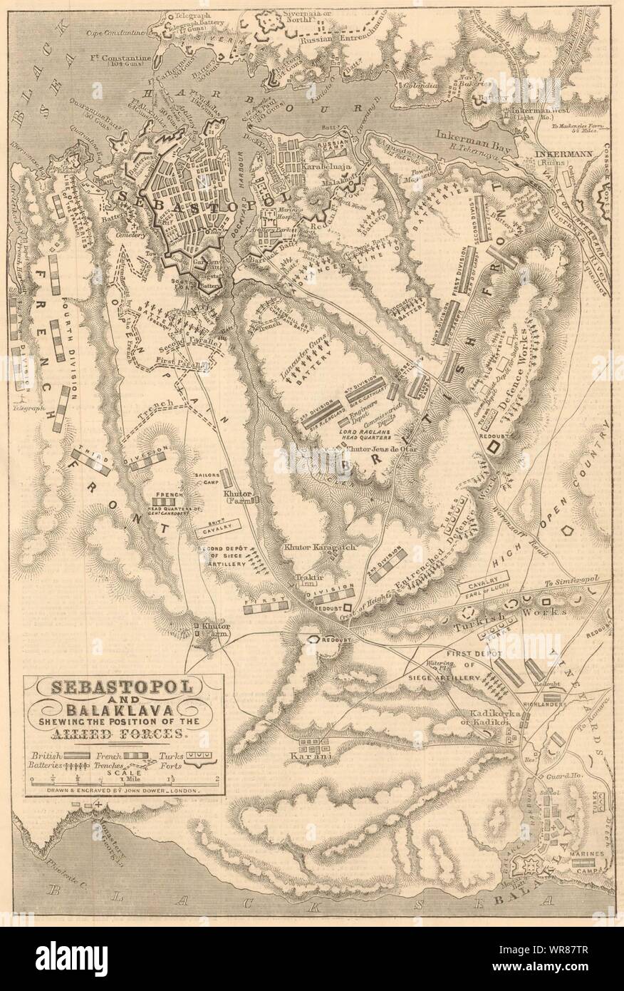 Sevastopol & Balaklava. Position of the Allied Forces. Crimean War 1854