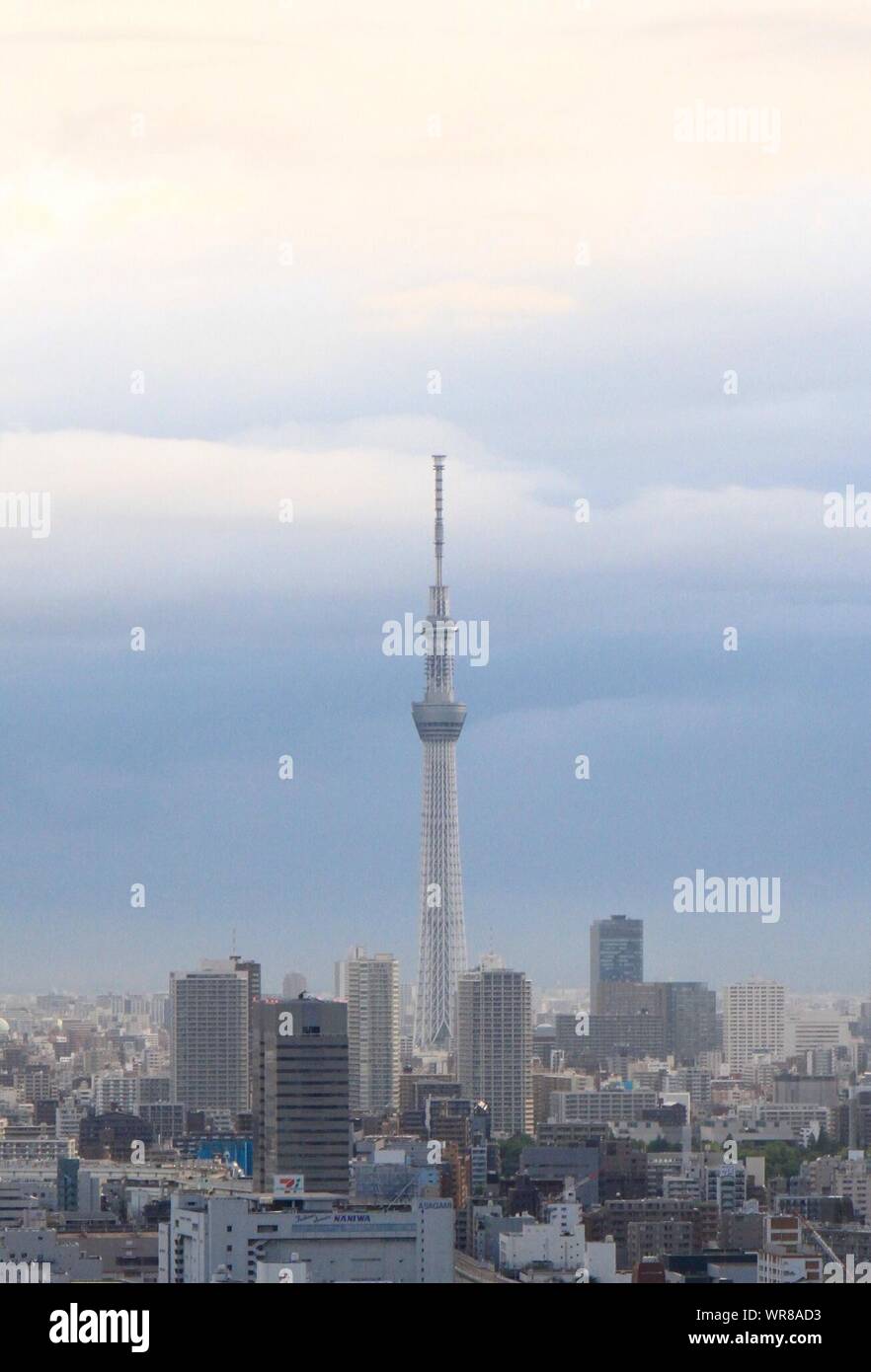 Cityscape With Tall Tower Stock Photo