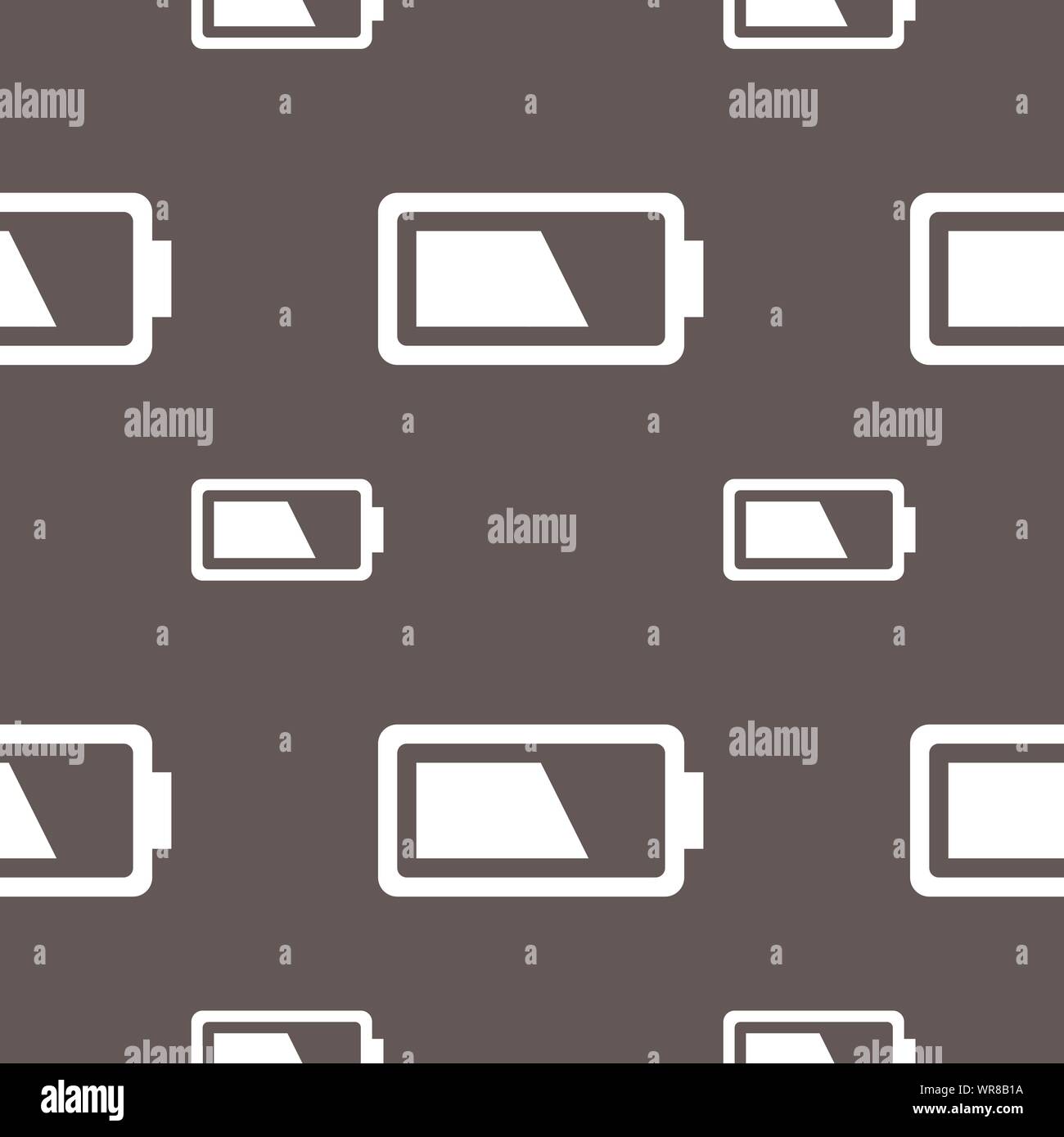 Battery half level icon sign. Seamless pattern on a gray background. Vector Stock Vector