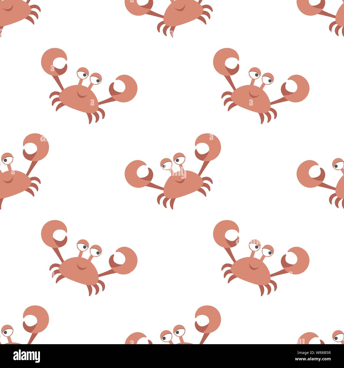 Seamless summer pattern with cute crabs. Vector sea illustration for ...
