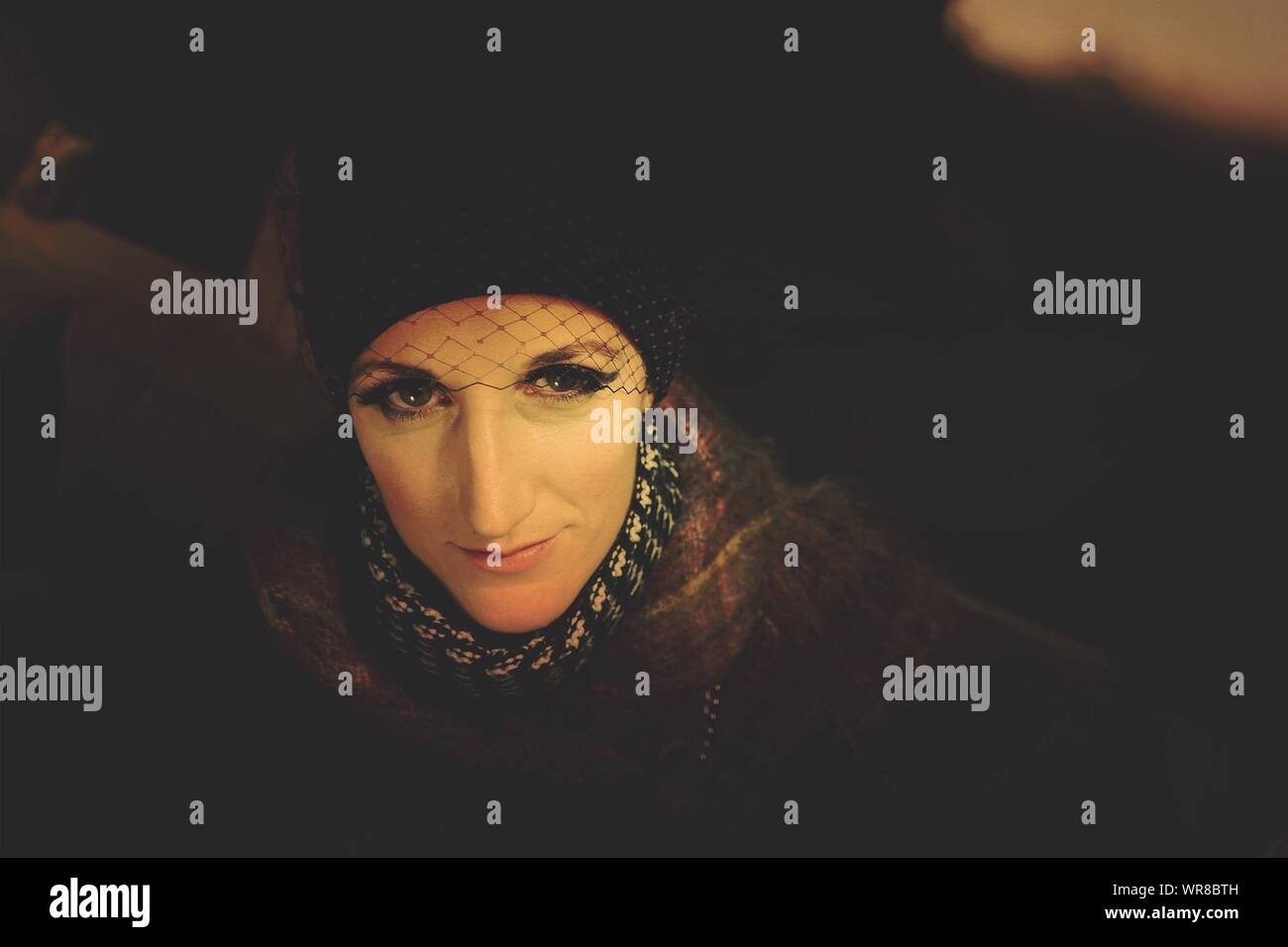 Portrait Of Young Woman In Black Veil Stock Photo Alamy