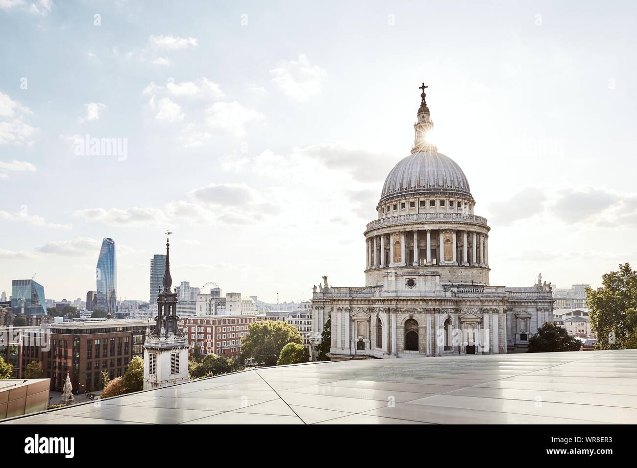 Urban skyline with St. Paul Cathedral at sunset. London, United Kingdom. Stock Photo