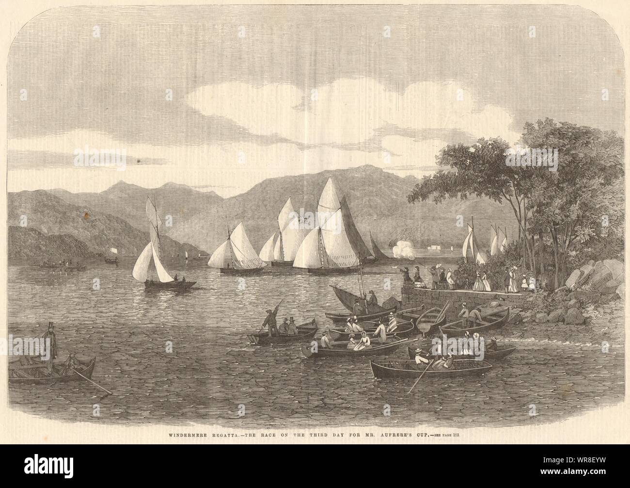 Windermere Regatta. The race on the 3rd day for Mr. Aufrere's Cup. Cumbria 1859 Stock Photo