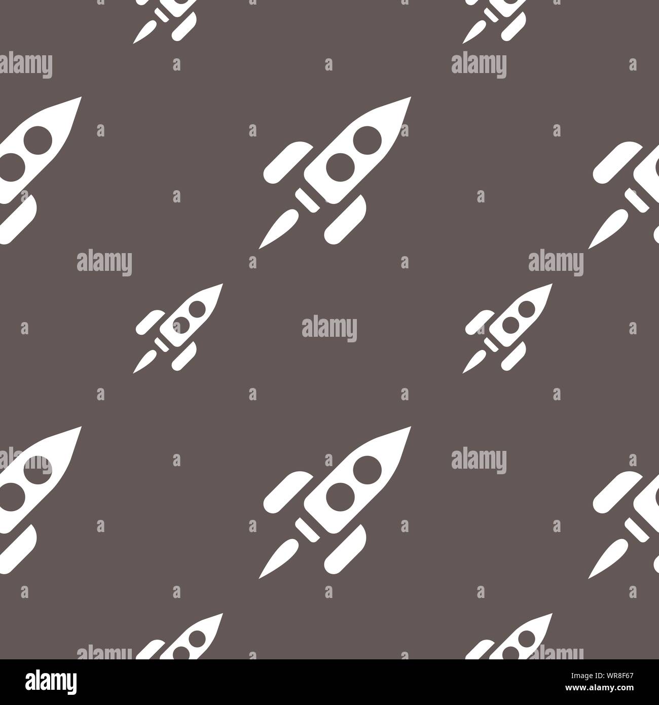 Rocket icon sign. Seamless pattern on a gray background. Vector Stock Vector