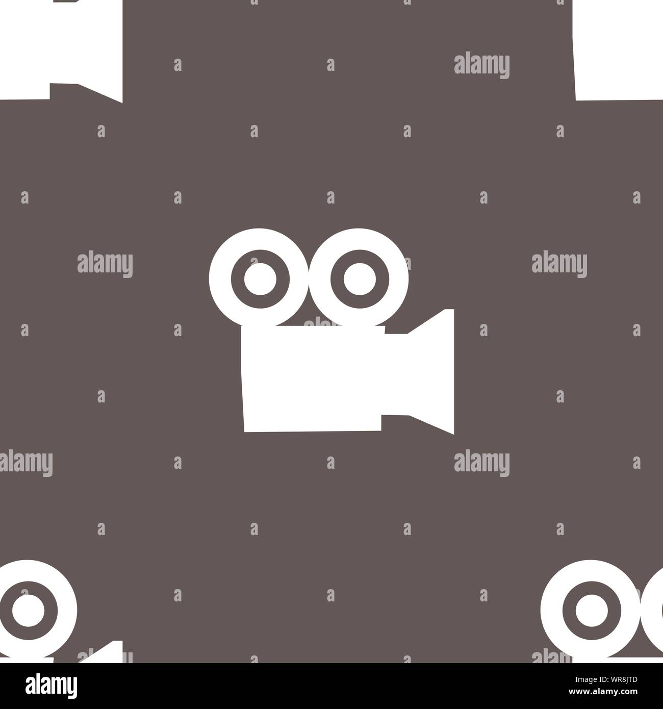 video camera icon sign. Seamless pattern on a gray background. Vector Stock Vector