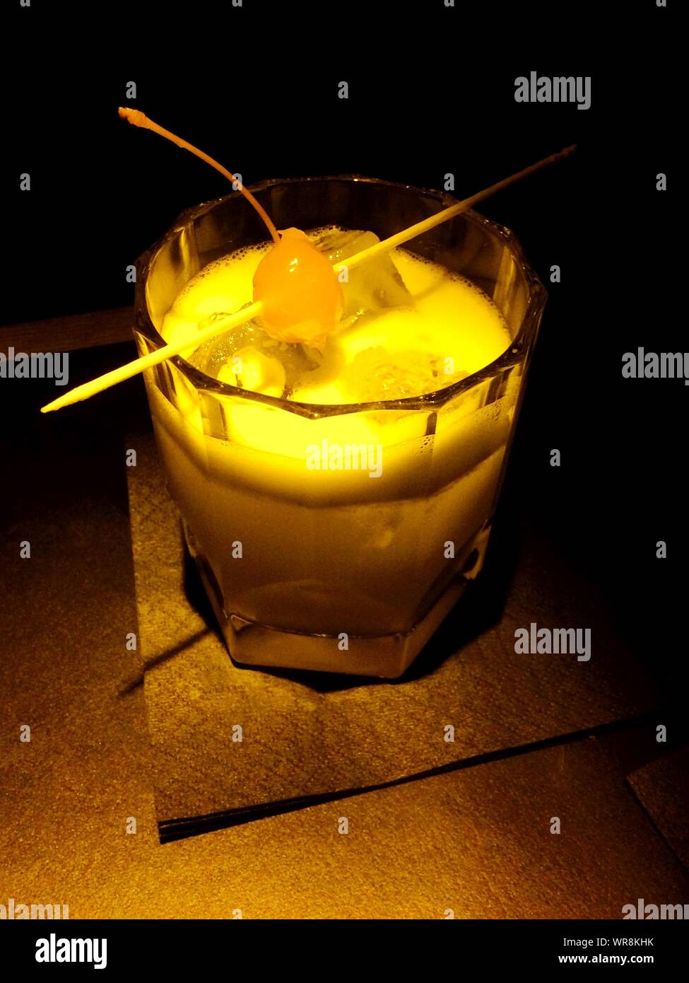 Glass Of Whiskey Sour Stock Photo Alamy