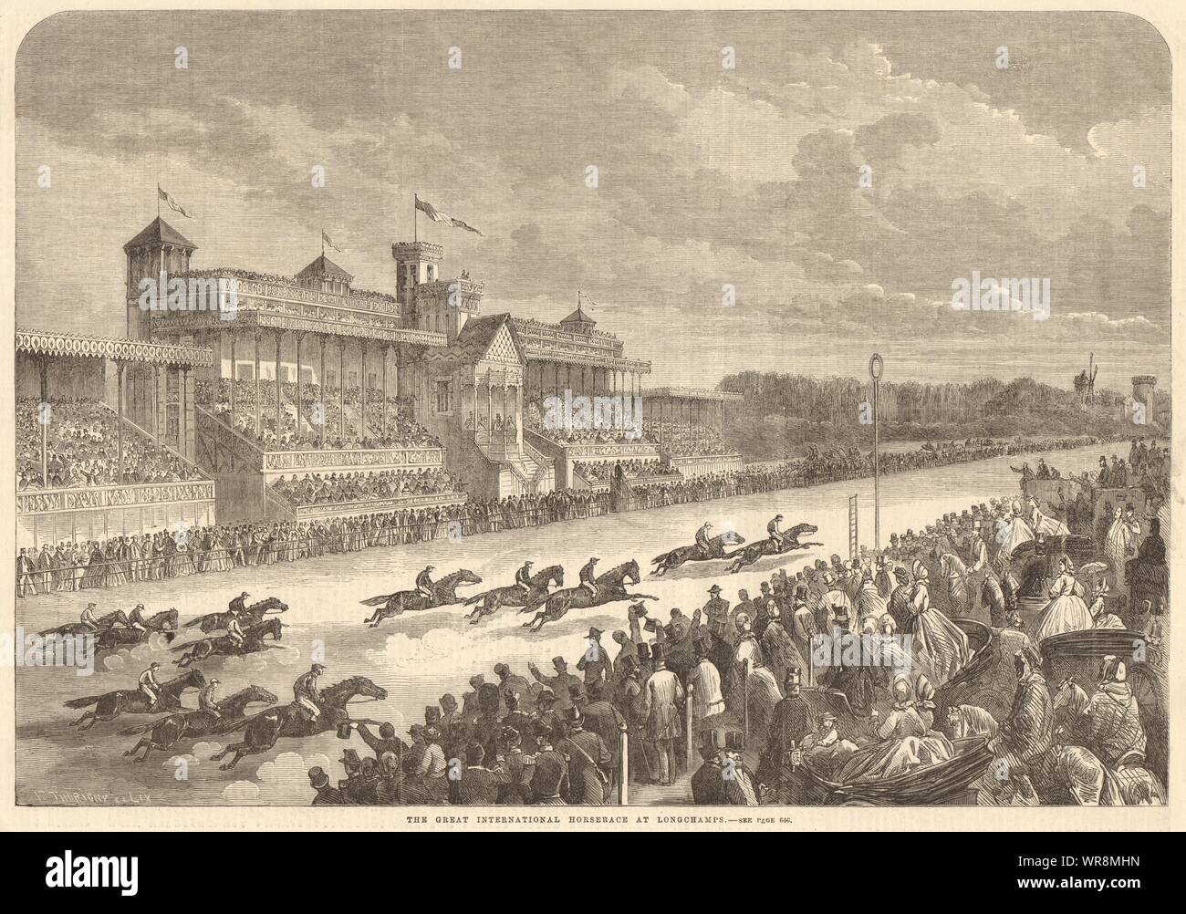 The great international horse race at Longchamps. Paris. Racing 1863