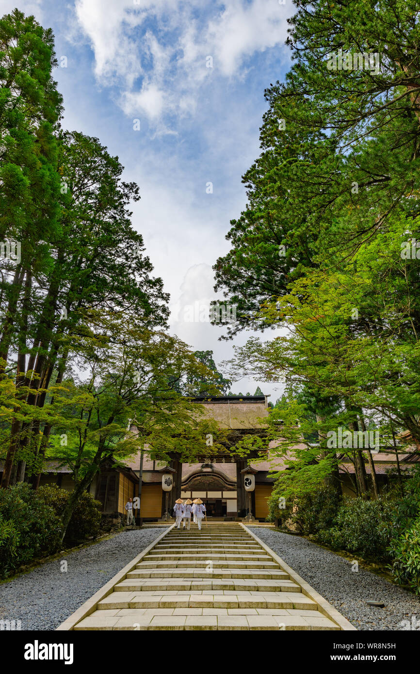 Wakayama, Japan - 23 July 2019: Stone steps leading to the entrance of Kongobuji Temple, originally constructed in 1593 by Toyotomi Hideyoshi to comme Stock Photo