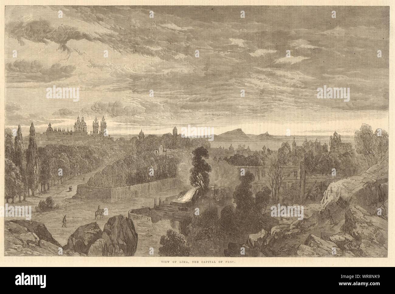 View of Lima, the capital of Peru 1864 antique ILN full page print Stock Photo