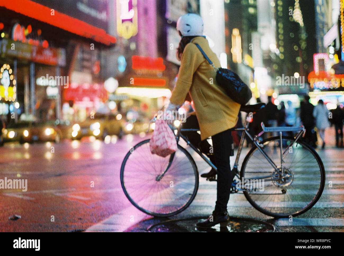 Cyclist Attempting To Cross Street Stock Photo