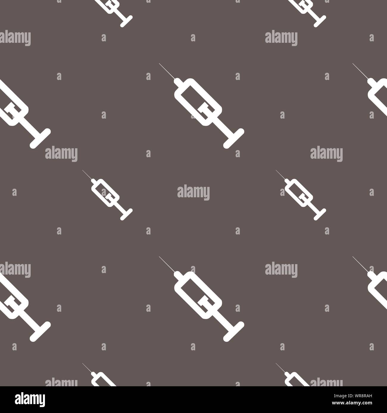syringe icon sign. Seamless pattern on a gray background. Vector Stock Vector
