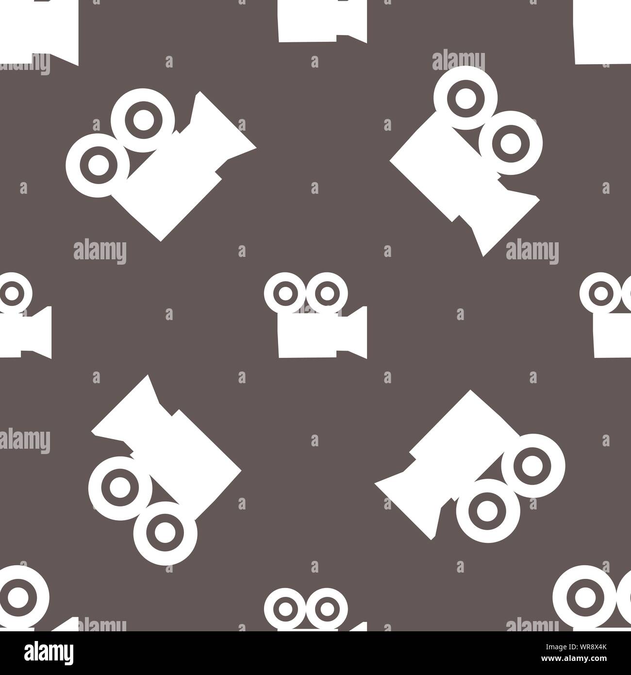 video camera icon sign. Seamless pattern on a gray background. Vector Stock Vector
