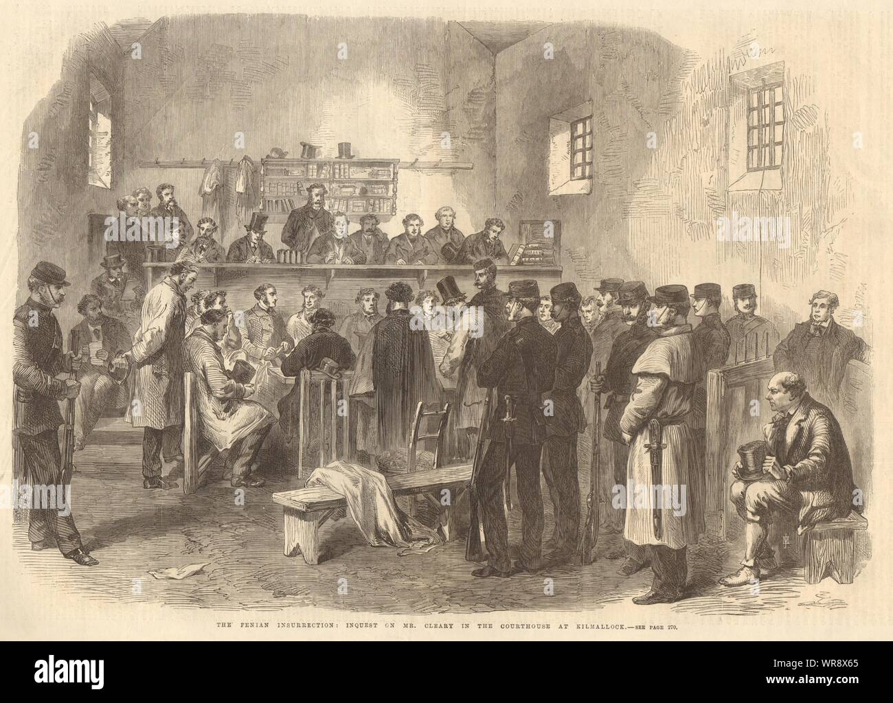The Fenian insurrection: inquest on Mr. Cleary at Kilmallock courthouse 1867 Stock Photo