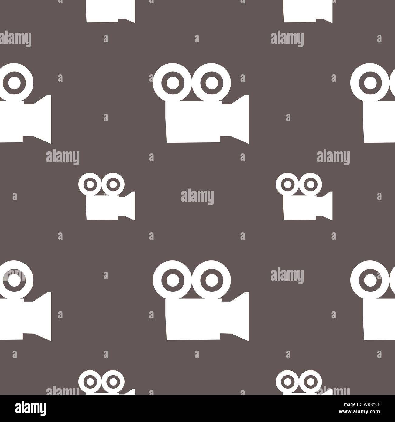 video camera icon sign. Seamless pattern on a gray background. Vector Stock Vector