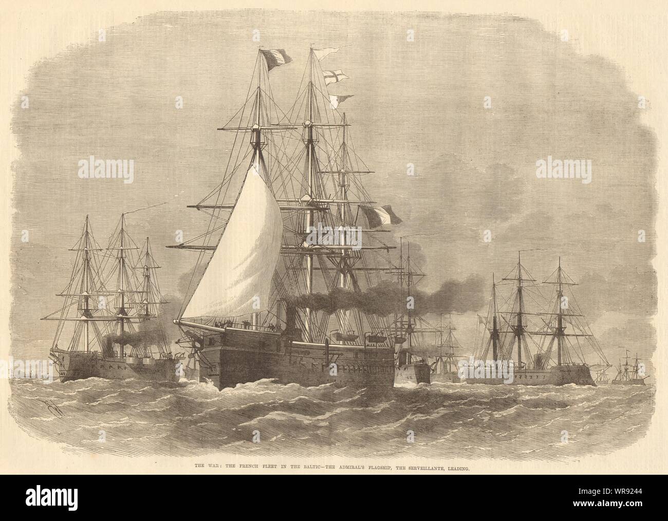 Franco-Prussian war: the French fleet in the Baltic. Serveillante flagship 1870 Stock Photo