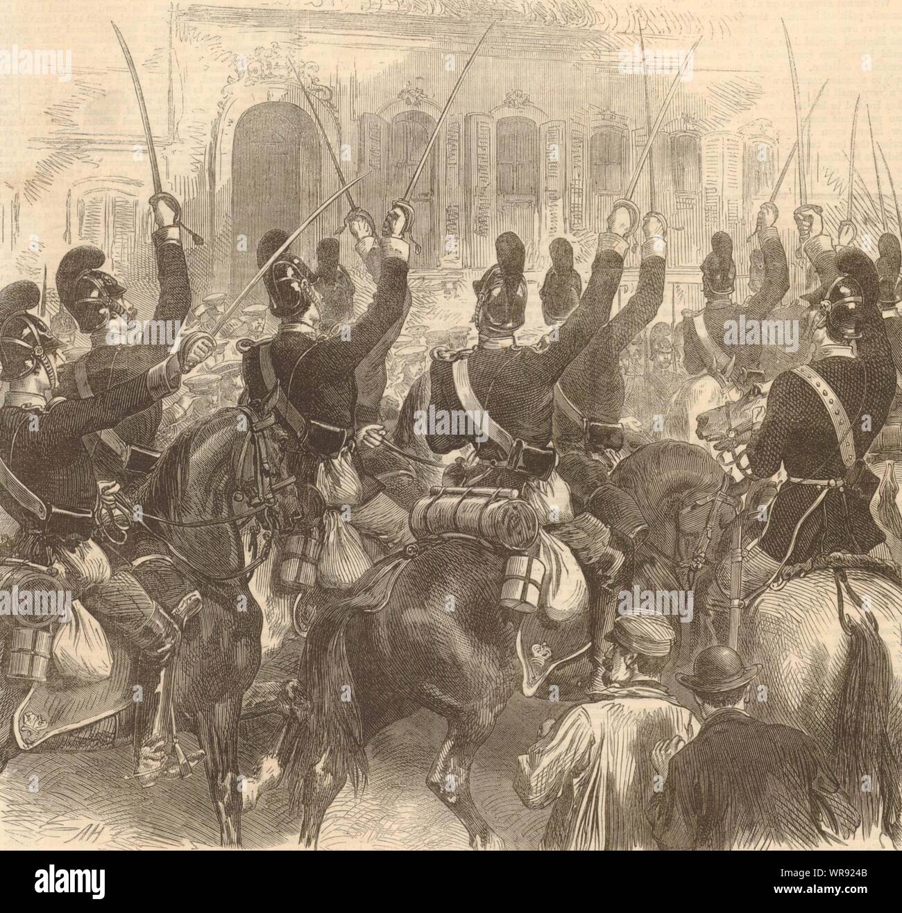 Franco-Prussian War: Bavarian Light Dragoons Crown Prince Prussia HQ Ligny 1870 Stock Photo