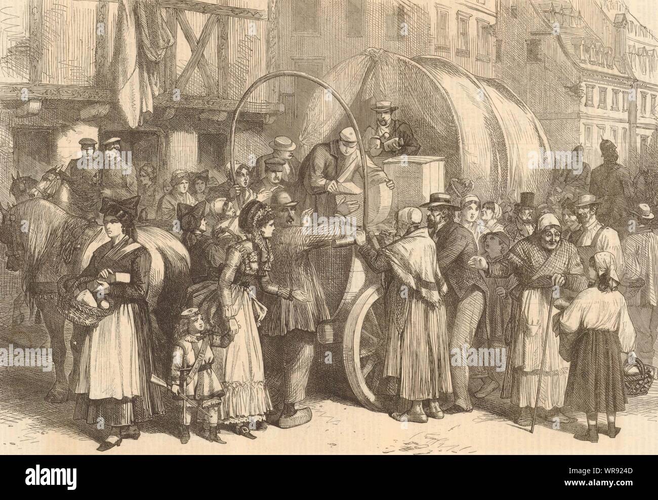 Franco-Prussian War: arrival of provisions at Strasbourg. Bas-Rhin 1870 Stock Photo