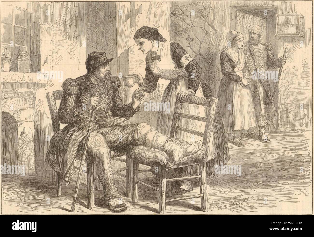 ' Cared For ', by L. Huard. Medical. Franco-Prussian War. France 1870 Stock Photo