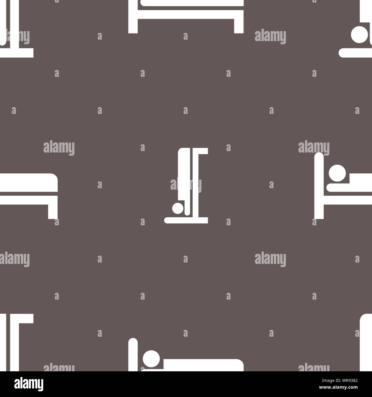 Hotel icon sign. Seamless pattern on a gray background. Vector Stock Vector