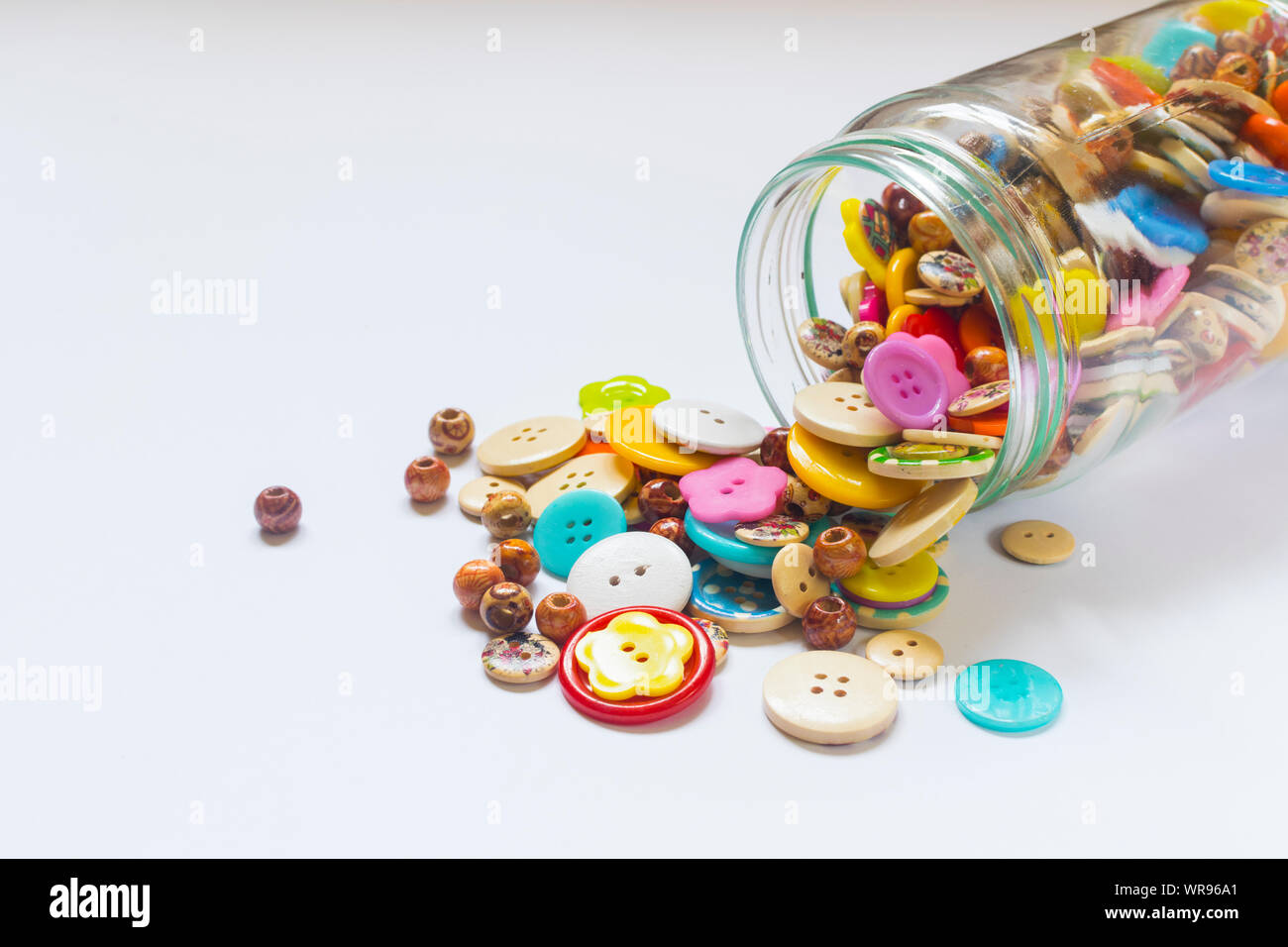 .Various sewing buttons isolated on white background Stock Photo