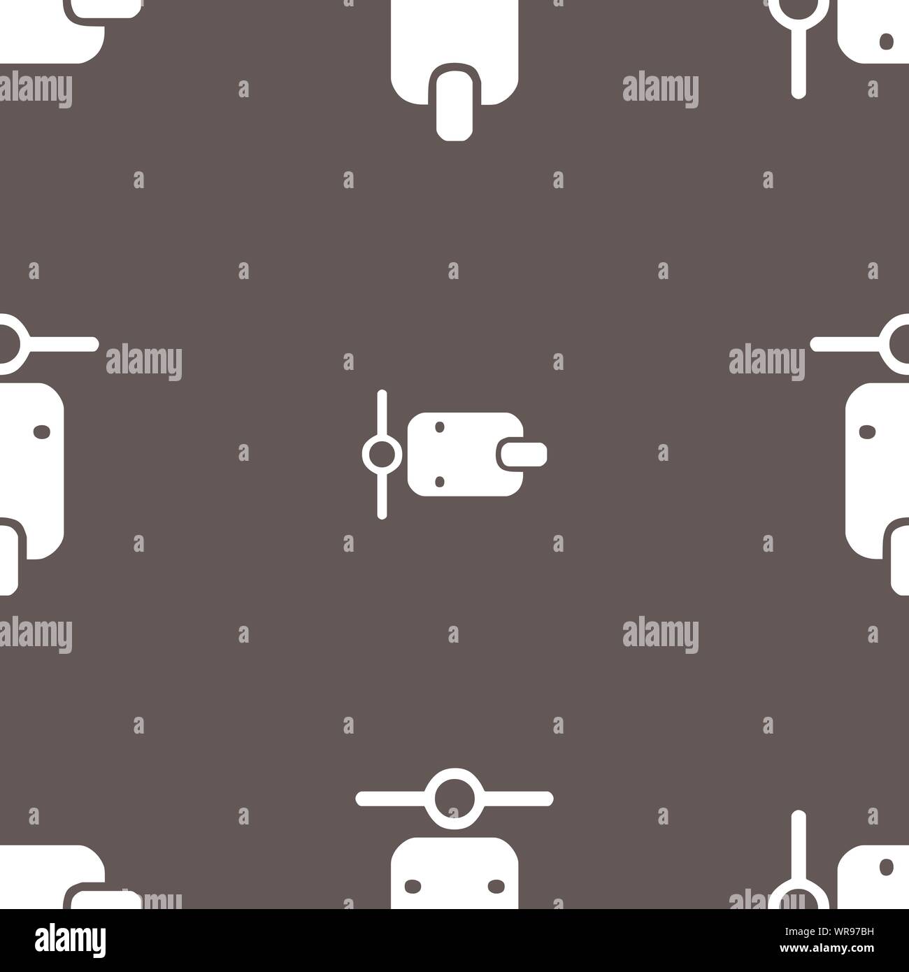 motorcycle icon sign. Seamless pattern on a gray background. Vector Stock Vector