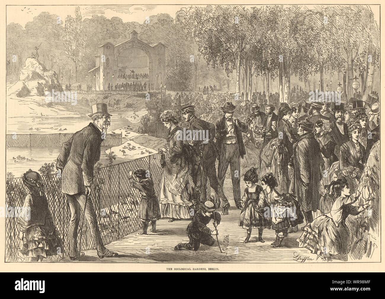 The zoological gardens, Berlin. Society 1874 antique ILN full page print Stock Photo