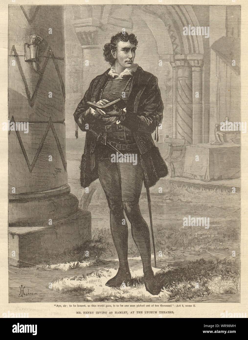 Mr. Henry Irving as Hamlet, at the Lyceum Theatre. London. Shakespeare 1874 Stock Photo