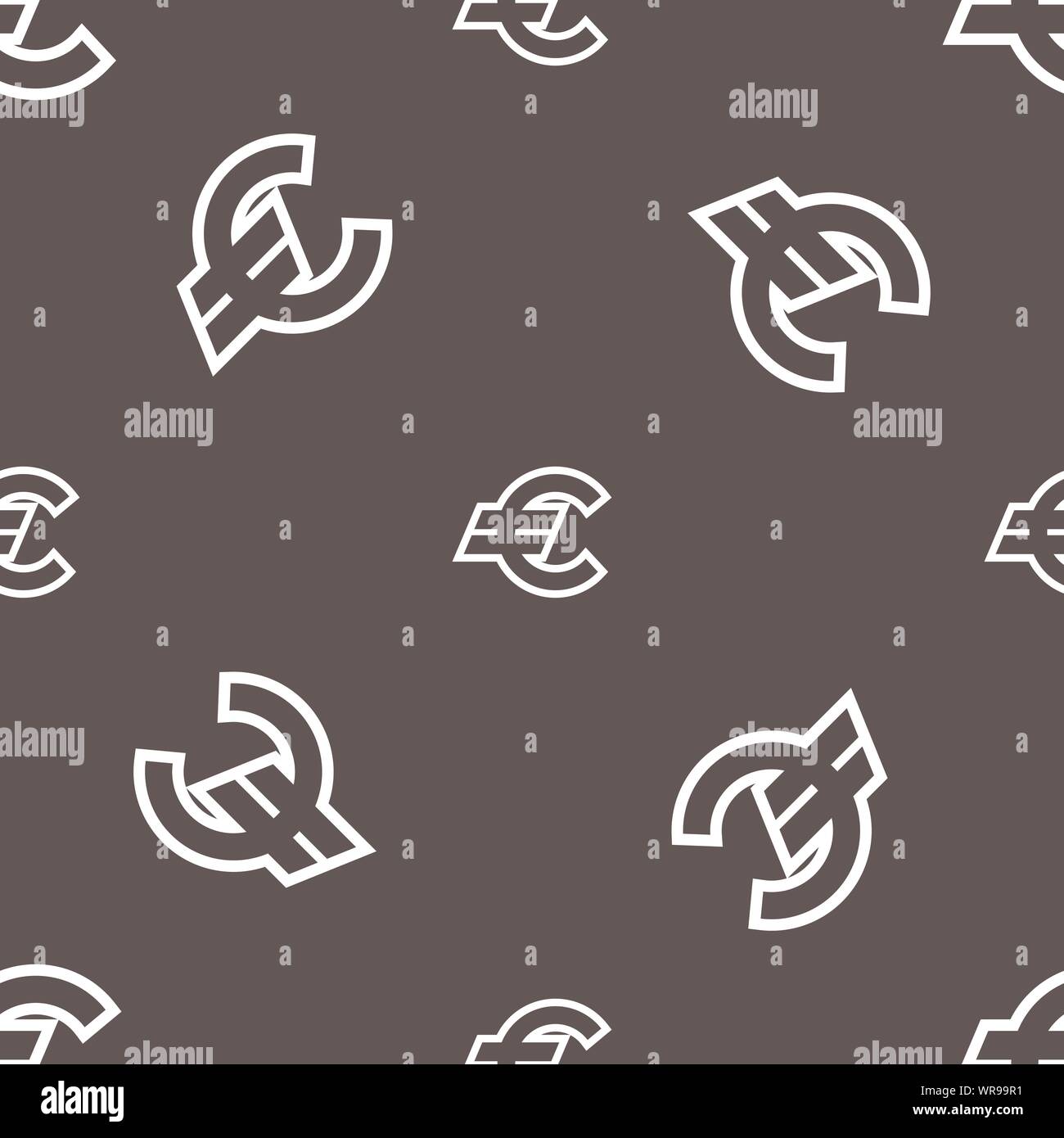 Euro EUR icon sign. Seamless pattern on a gray background. Vector Stock ...