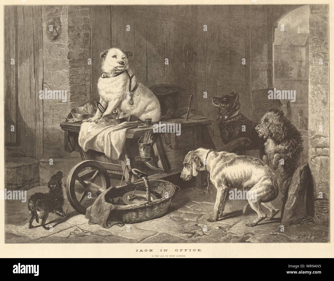 'Jack in office', by the late Sir Edwin Landseer. Dogs. Fine arts 1875 Stock Photo