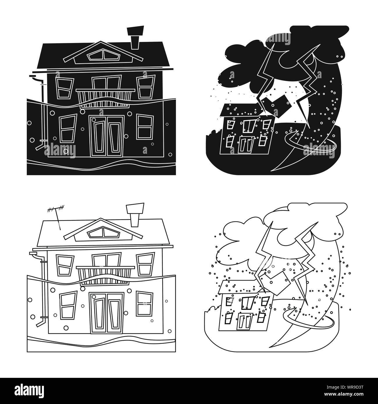 Vector illustration of weather and distress icon. Set of weather and ...