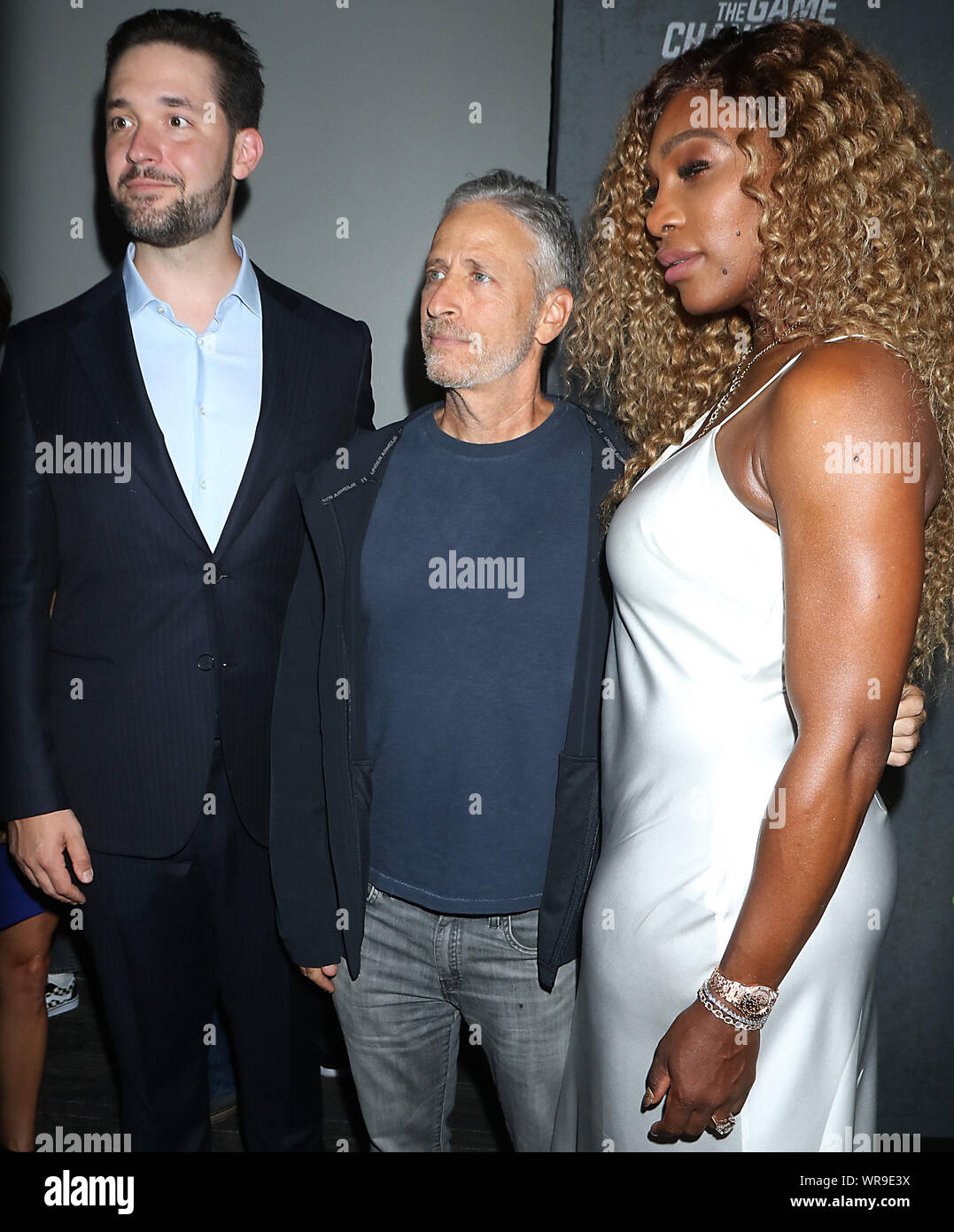 September 09 2019 Alexis Ohanian Jon Stewart Serena Williams Attend The Premiere Of The Game Changers At The Regal Battery Park In New York September 09 2019 Credit Rw Mediapunch Stock Photo Alamy