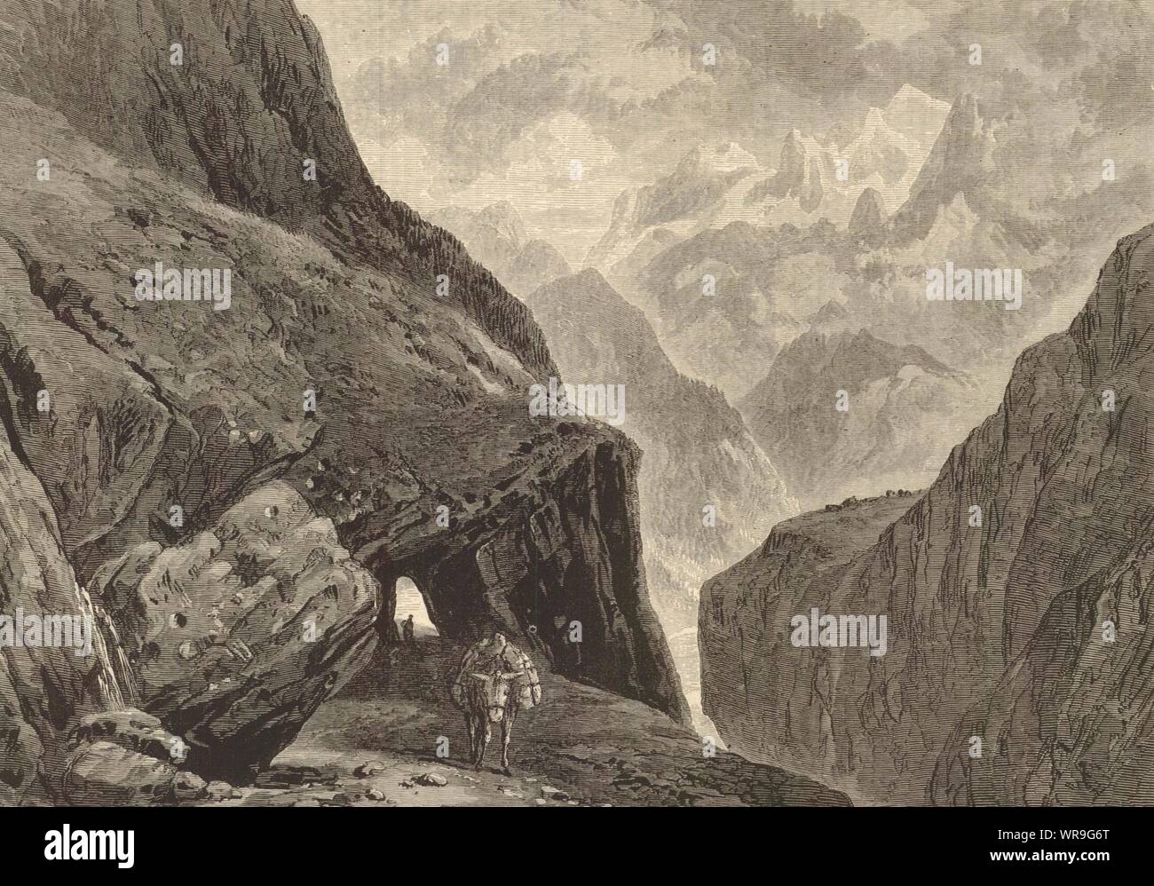 The Pass of St. Gotthard, from Turner's ' Liber Studiorum. '. Switzerland 1880 Stock Photo