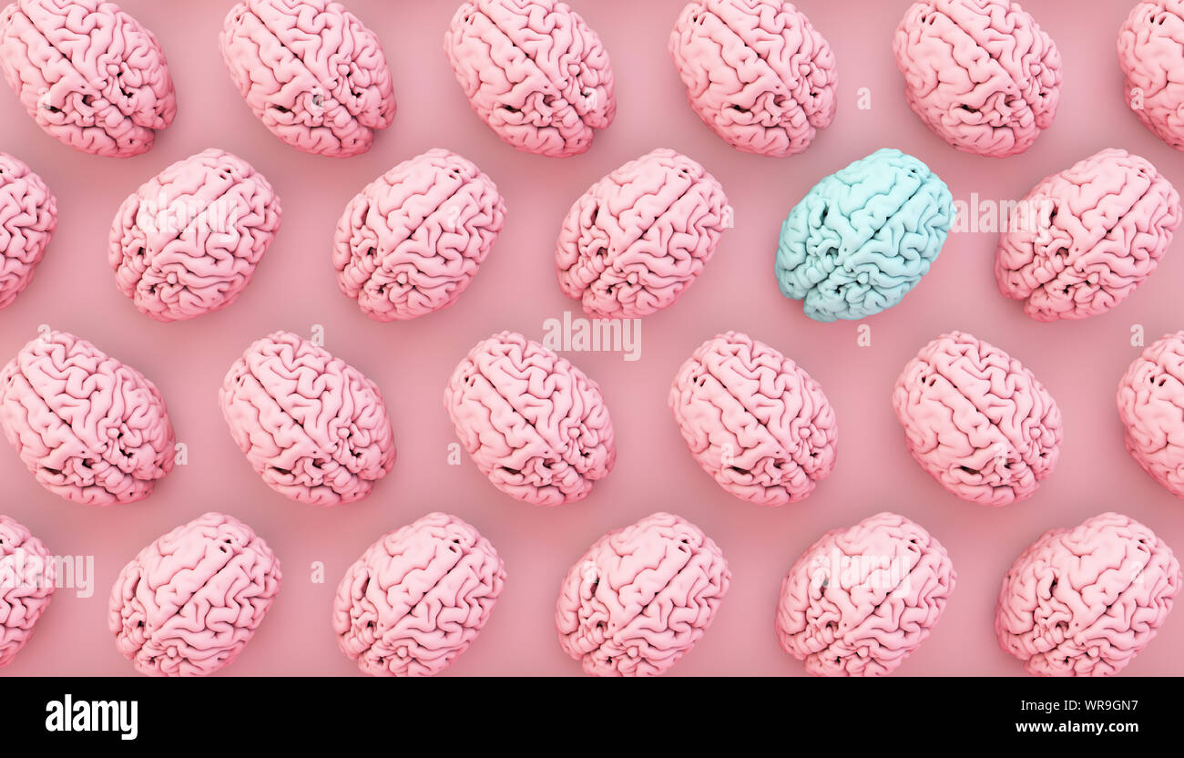 minimal pink brain collection 3d rendering. different concept. Stock Photo