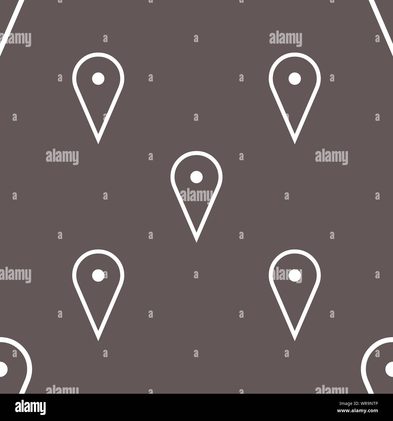 map poiner icon sign. Seamless pattern on a gray background. Vector Stock Vector