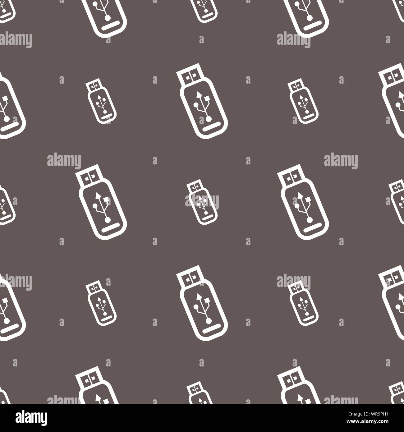 Usb flash drive icon sign. Seamless pattern on a gray background. Vector Stock Vector