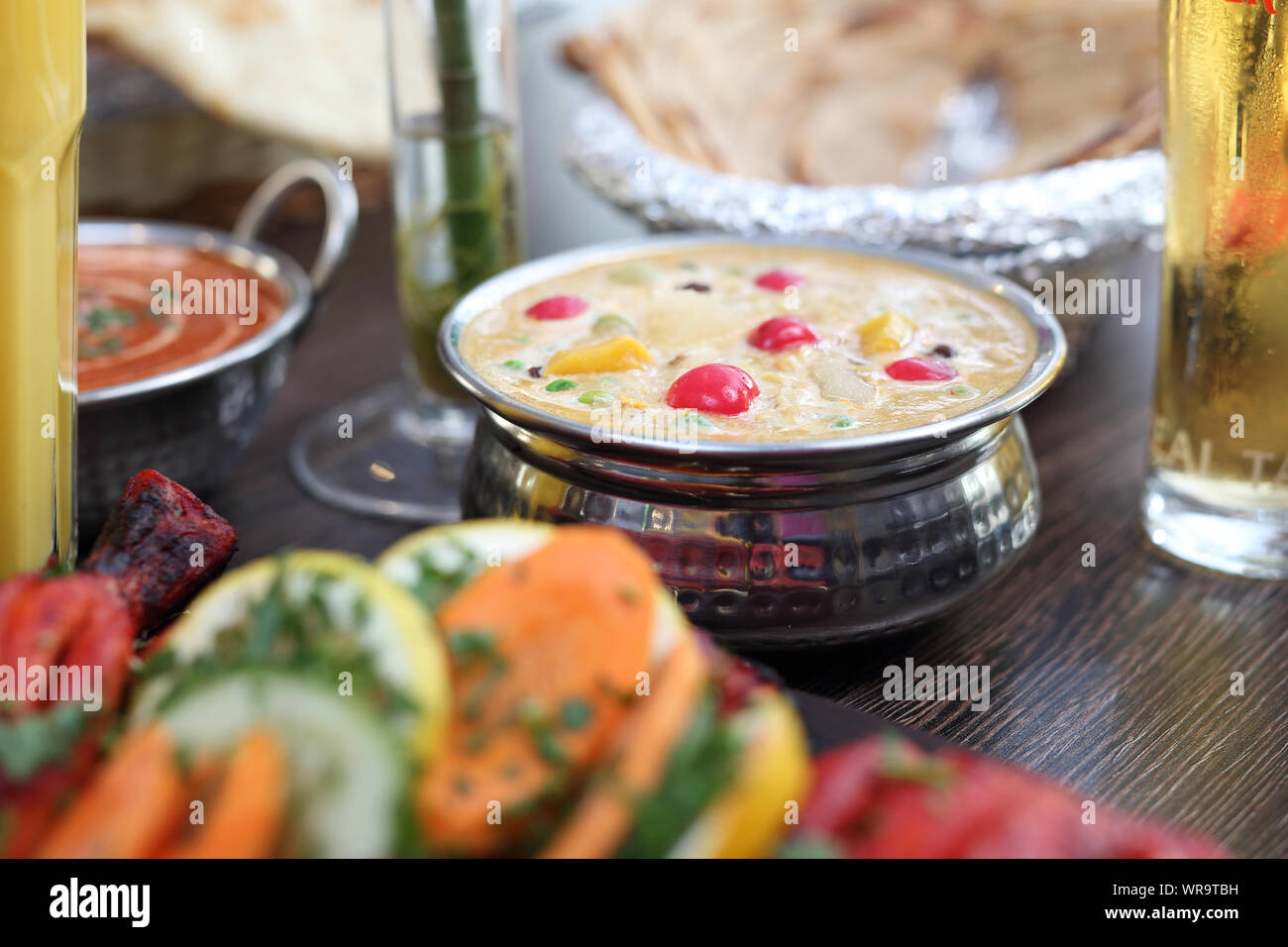 Indian food. Traditional Indian dishes. Colorful east cuisine Stock