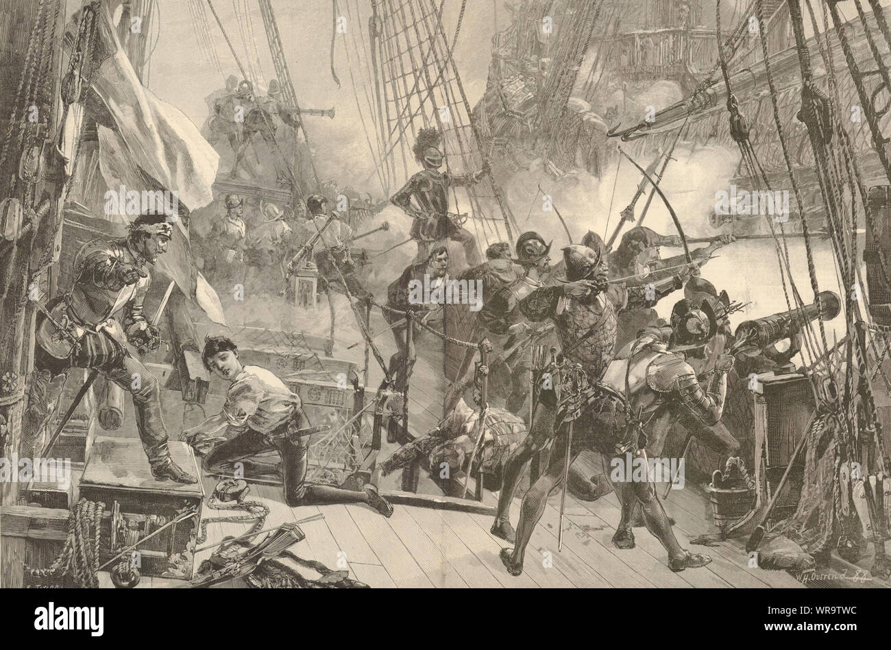 Spanish Armada 1588: Lord Howard of Effingham Ark Royal Don Alonzo da Leyva 1888 Stock Photo