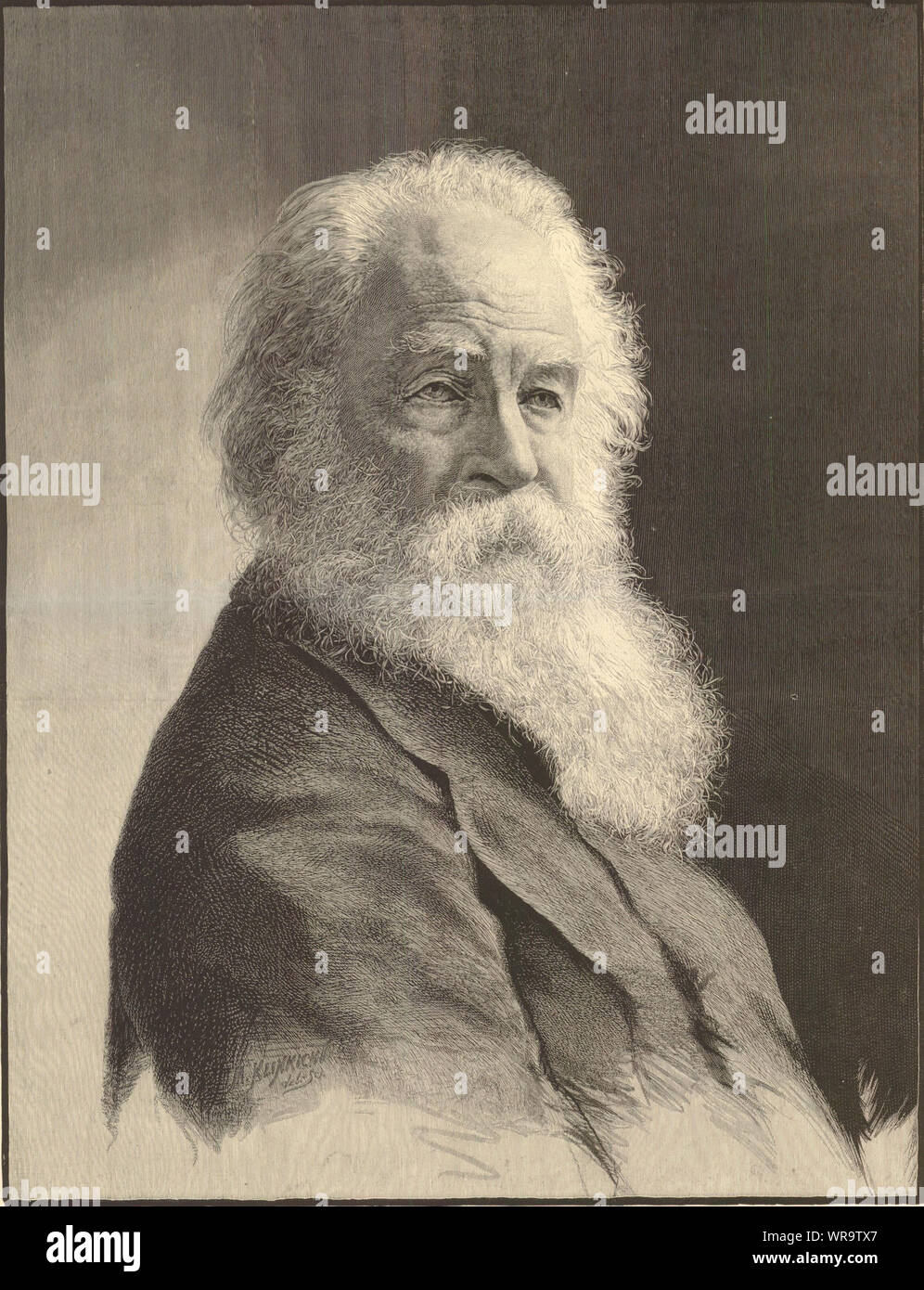 Walt Whitman, the American poet. USA 1889 antique ILN full page print ...