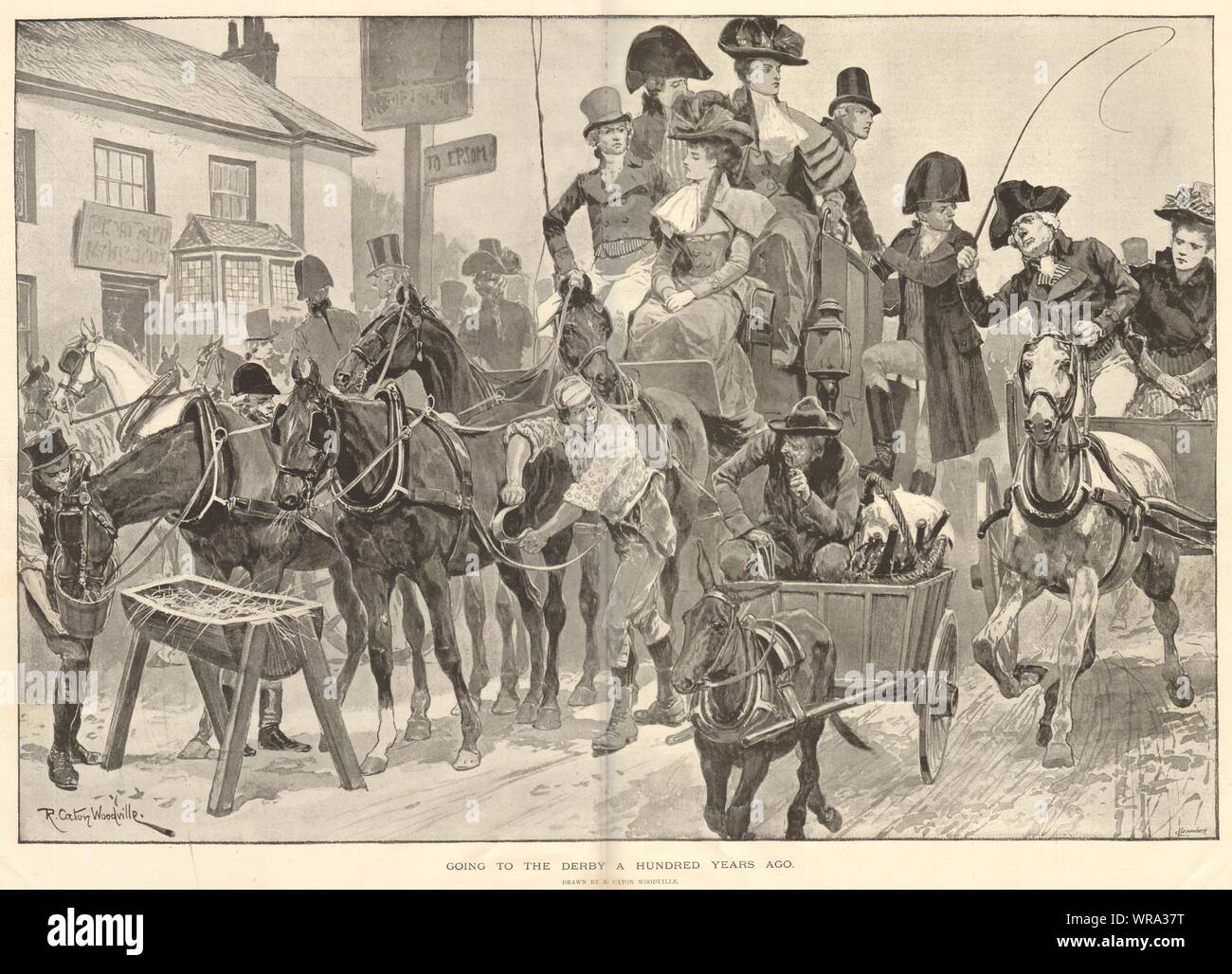 Going to the Epsom Derby in 1795, by R. Caton Woodville. Surrey. Society 1895 Stock Photo