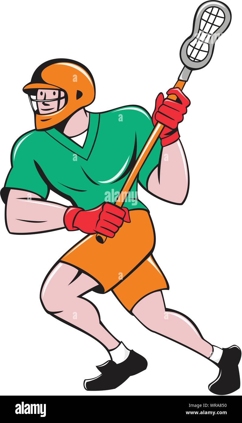 Lacrosse Player Crosse Stick Running Cartoon Stock Vector Image & Art
