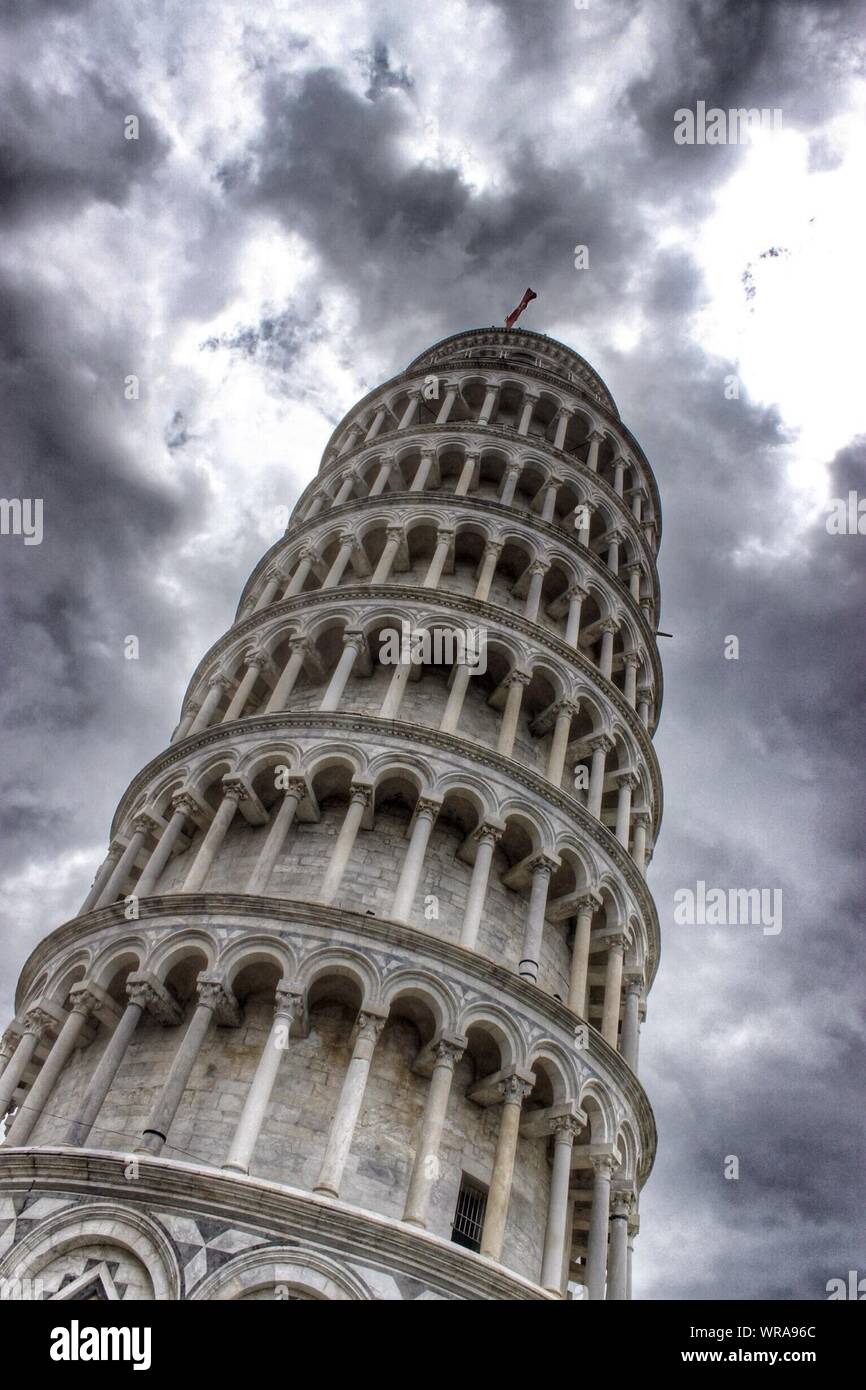 Low Angle View Of A Leaning Tower Of Pisa Stock Photo