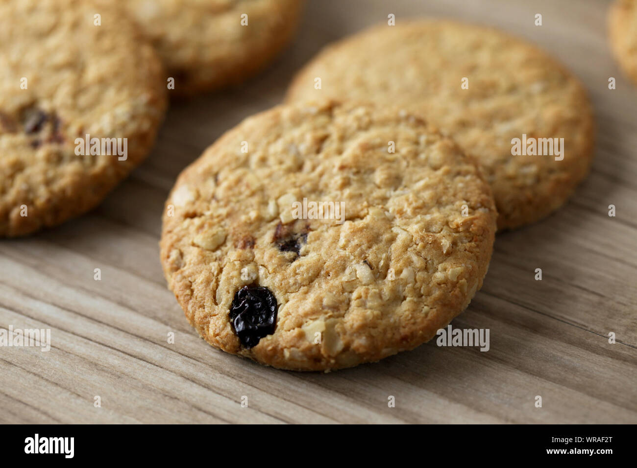 biscuit cookies closeup isolated on wood table Stock Photo