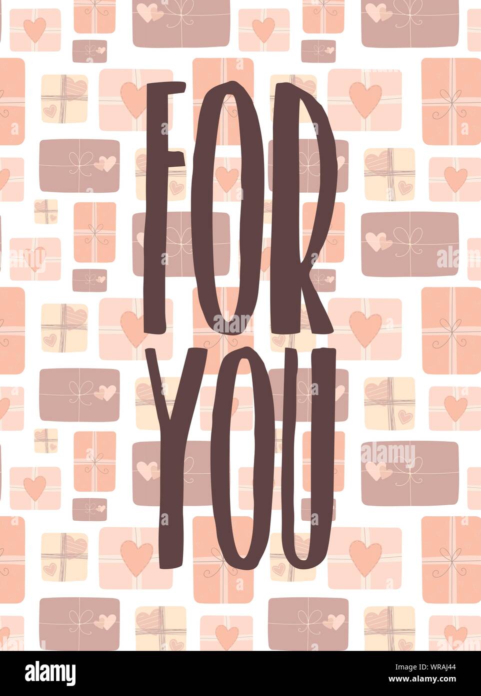 Vector image of the love inscription For you on the background of gifts ...