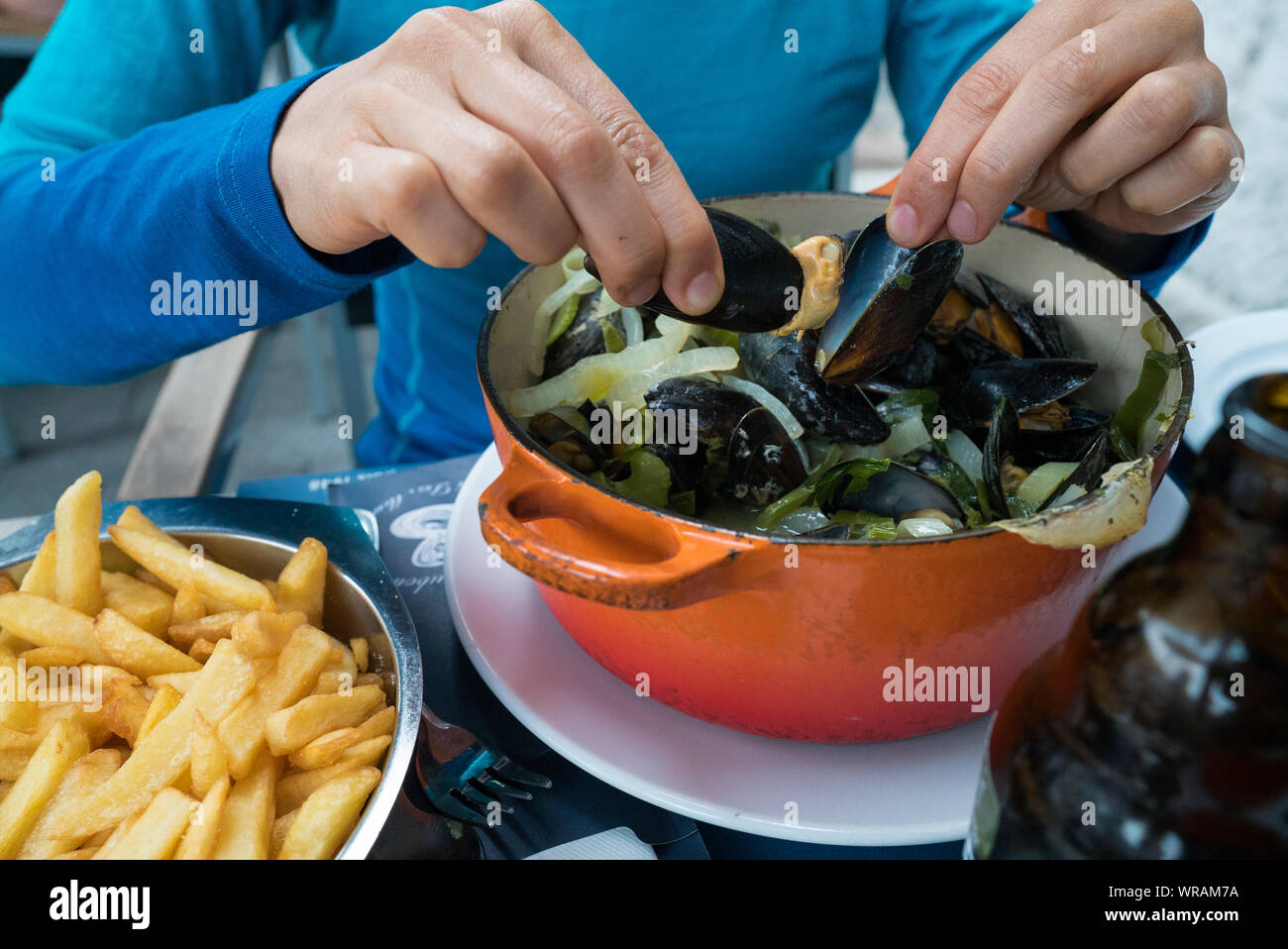 Moussels and french fries or molues-frites. Typical Belgian food Stock  Photo - Alamy
