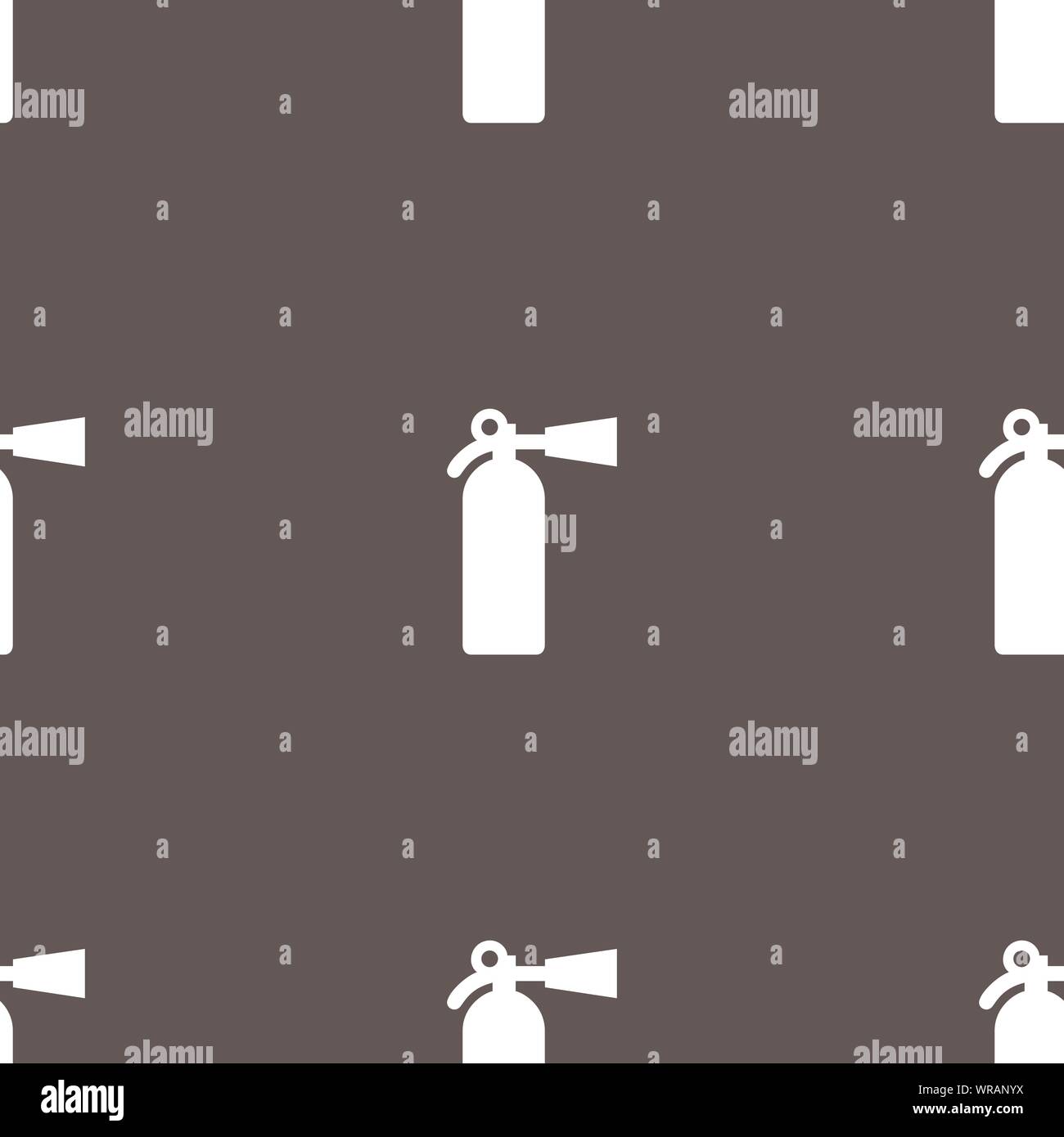 fire extinguisher icon sign. Seamless pattern on a gray background. Vector Stock Vector