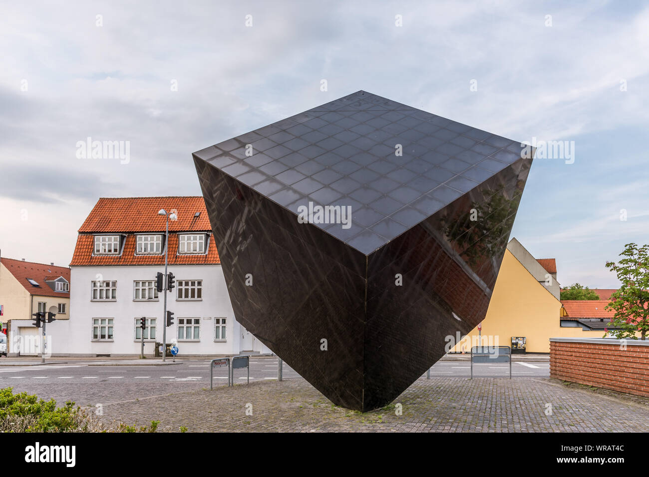 The Black Cube, a gigant sculpture in Svendborg, Denmark, July 10, 2019 Stock Photo